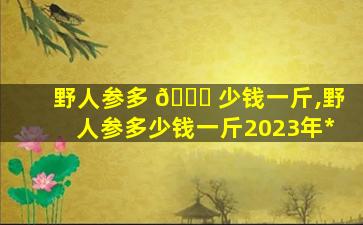 野人参多 🐒 少钱一斤,野人参多少钱一斤2023年*